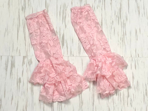 Light pink lace leg warmers - Paisley Bows