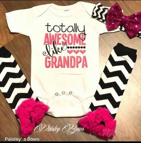 Totally Awesome Like Grandpa - Paisley Bows
