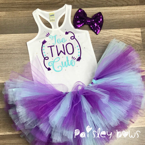 Too Two Cute Second Birthday Tutu Set - Paisley Bows