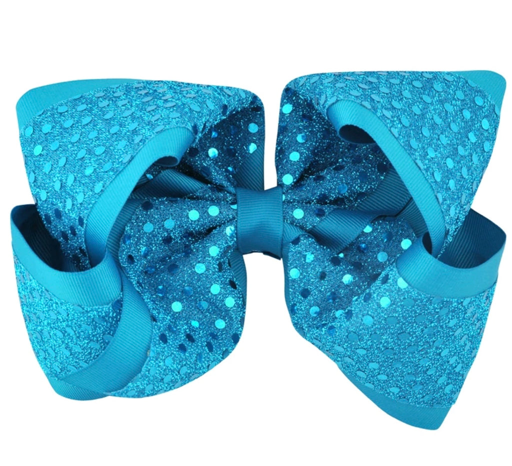 Turquoise Sequin Hair Bow - Paisley Bows