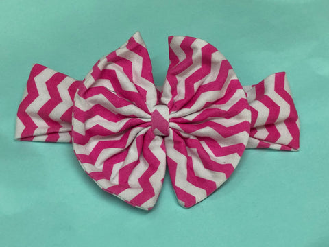 Hot pink chevron headband - Paisley Bows