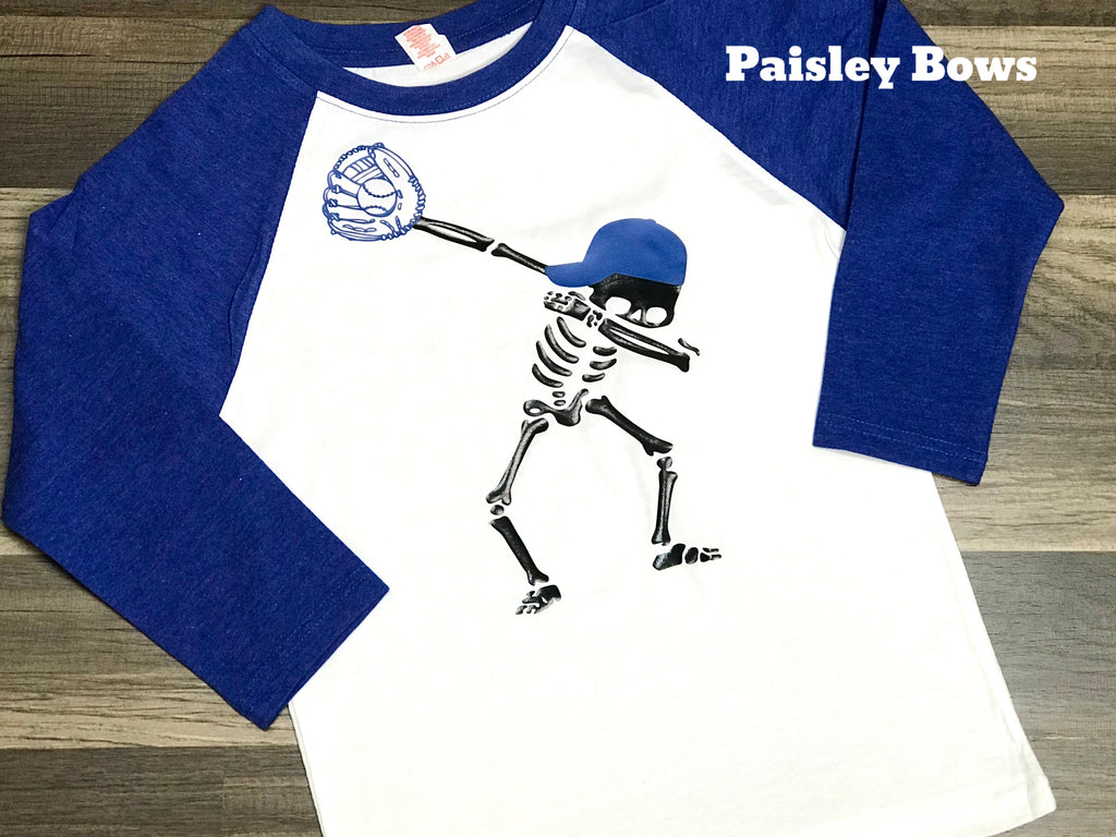 Dabbing Baseball Skeleton - Paisley Bows