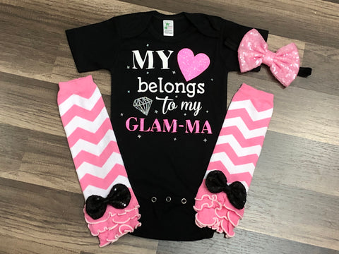 My Heart Belongs To My Glamma - Paisley Bows