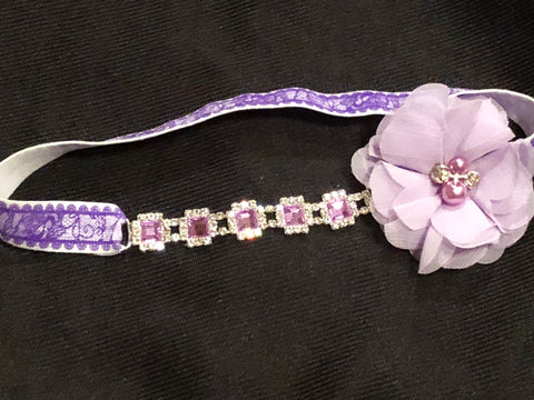 Lavender Rhinestone Headband - Paisley Bows