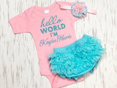 Customized Hello World Outfit - Paisley Bows