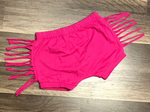 Hot Pink Fringe Shorts - Paisley Bows