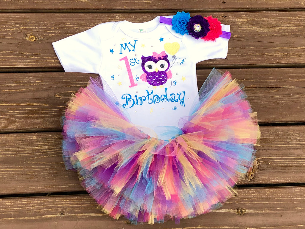 Owl 1st Birthday Tutu Outfit - Paisley Bows