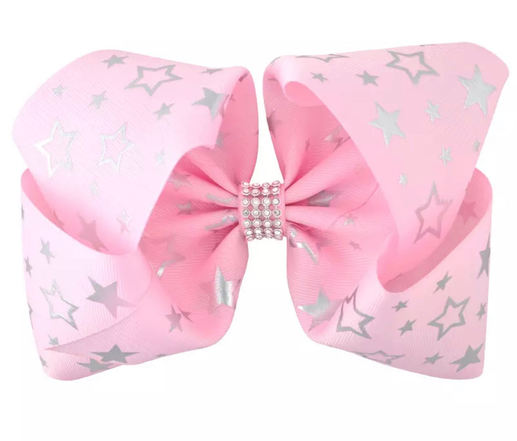 Pink And Silver Star Bow - Paisley Bows