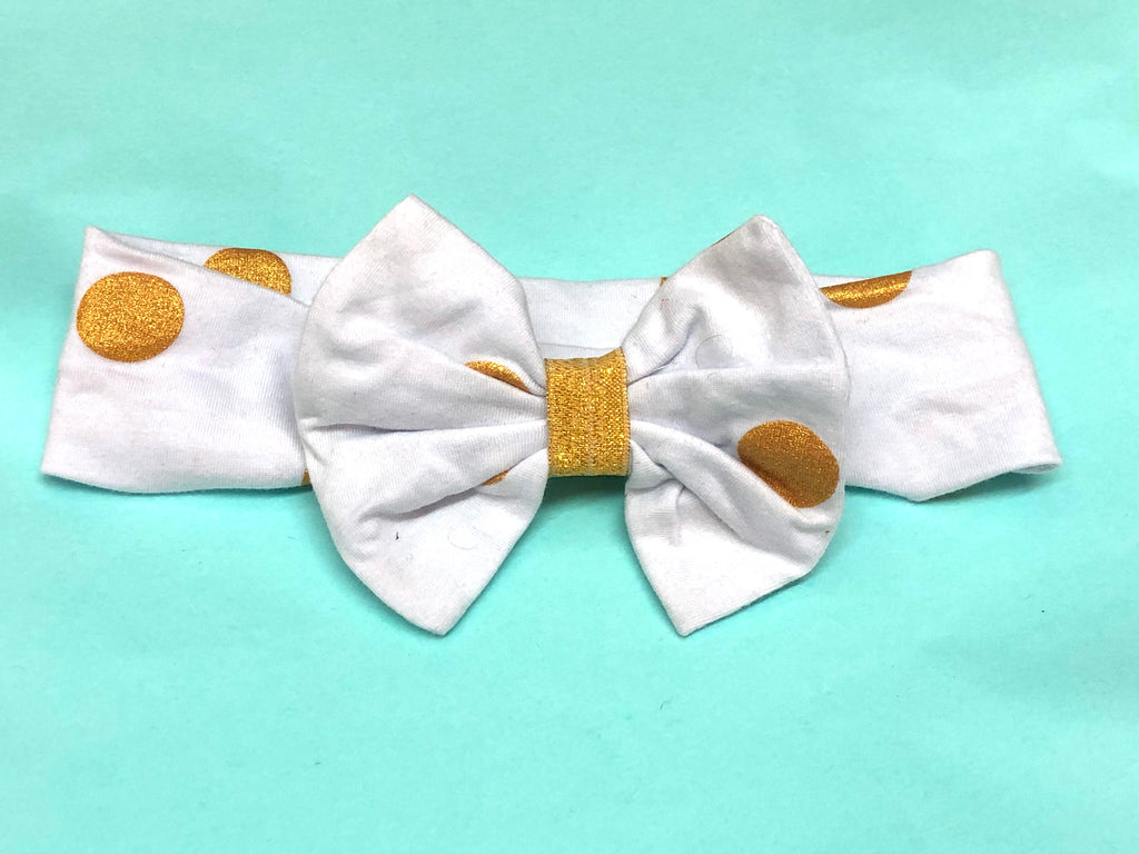 White and gold headband - Paisley Bows
