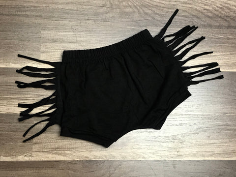 Black Fringe Shorts - Paisley Bows