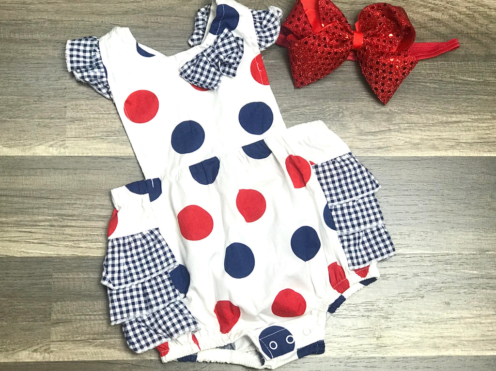 4th Of July Sunsuit - Paisley Bows
