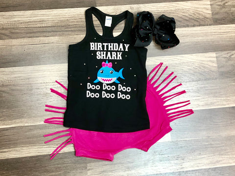 Birthday Shark Shorts Outfit - Paisley Bows