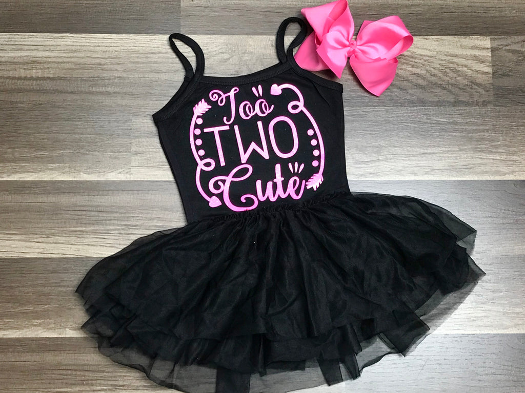 Black and Pink Too Two Cute Dress and Bow - Paisley Bows