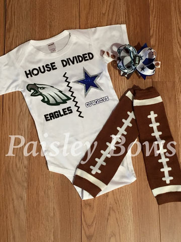 Custom House Divided Football Outfit - Paisley Bows