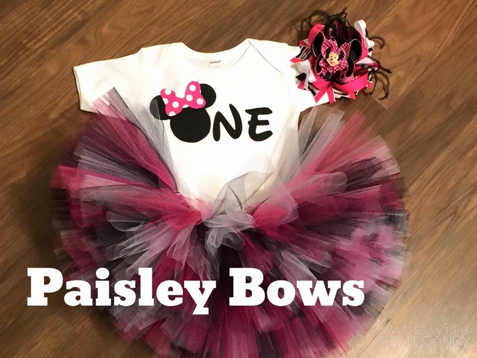 Minnie Mouse First Birthday Tutu - Paisley Bows