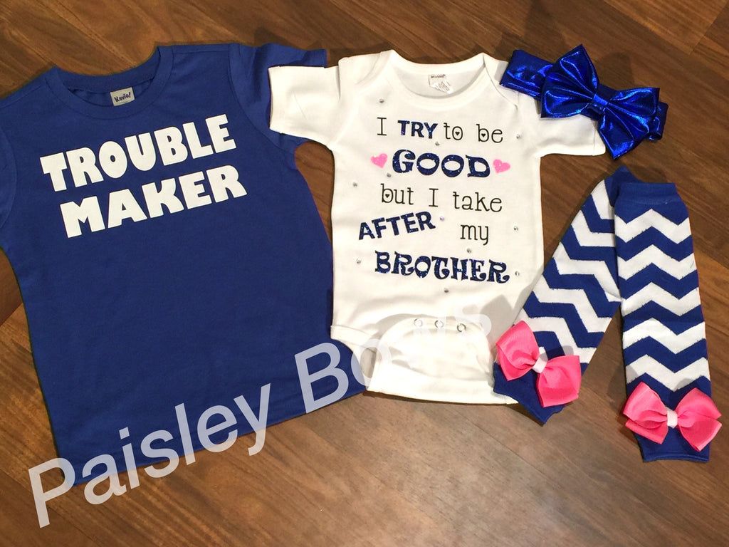 Trouble Maker Sibling Outfits - Paisley Bows