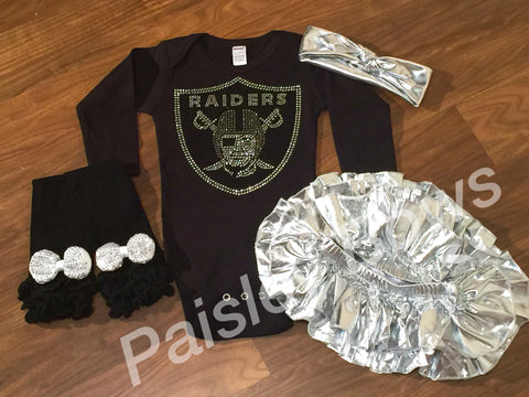 Raiders Rhinestone Outfit - Paisley Bows