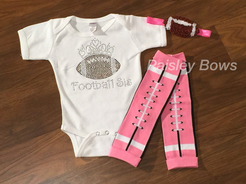Rhinestone Football Sister Outfit - Paisley Bows