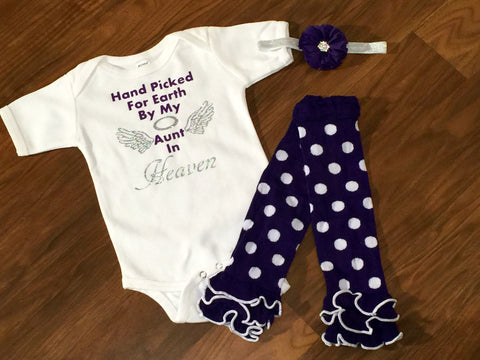 Hand Picked For Earth By My Aunt In Heaven - Paisley Bows