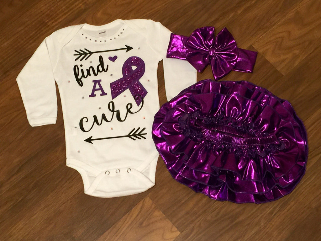 Purple Find A Cure - Paisley Bows