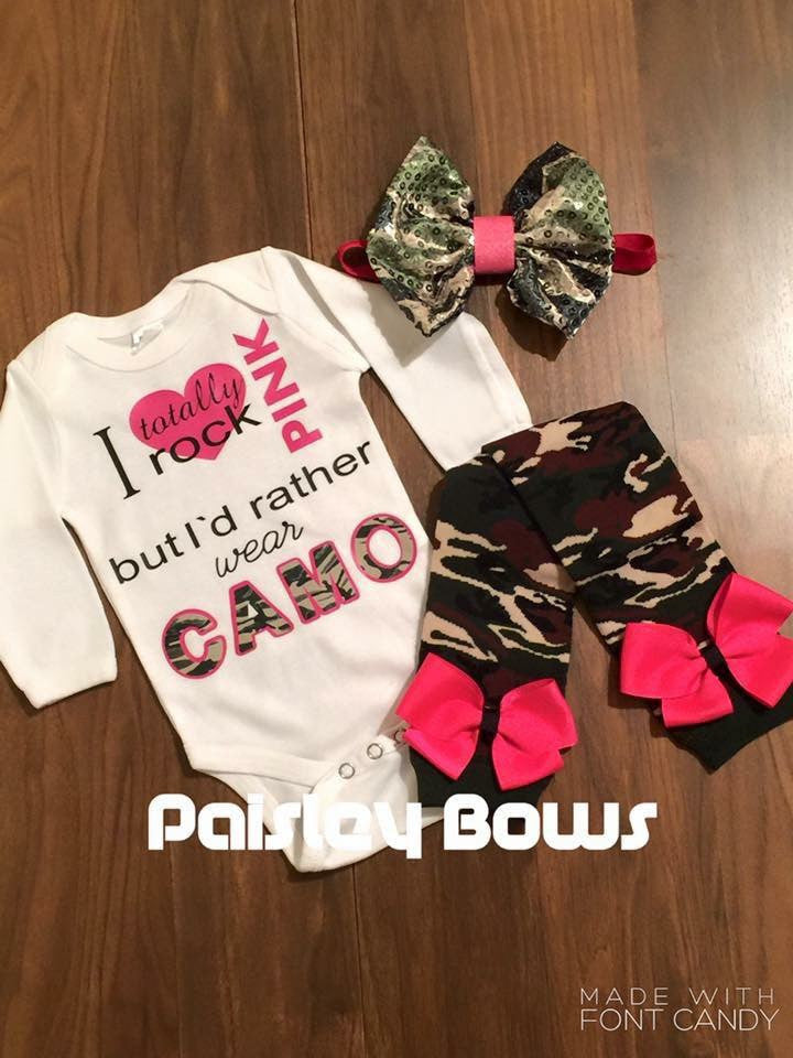 I Totally Rock Pink But I'd Rather Wear Camo - Paisley Bows