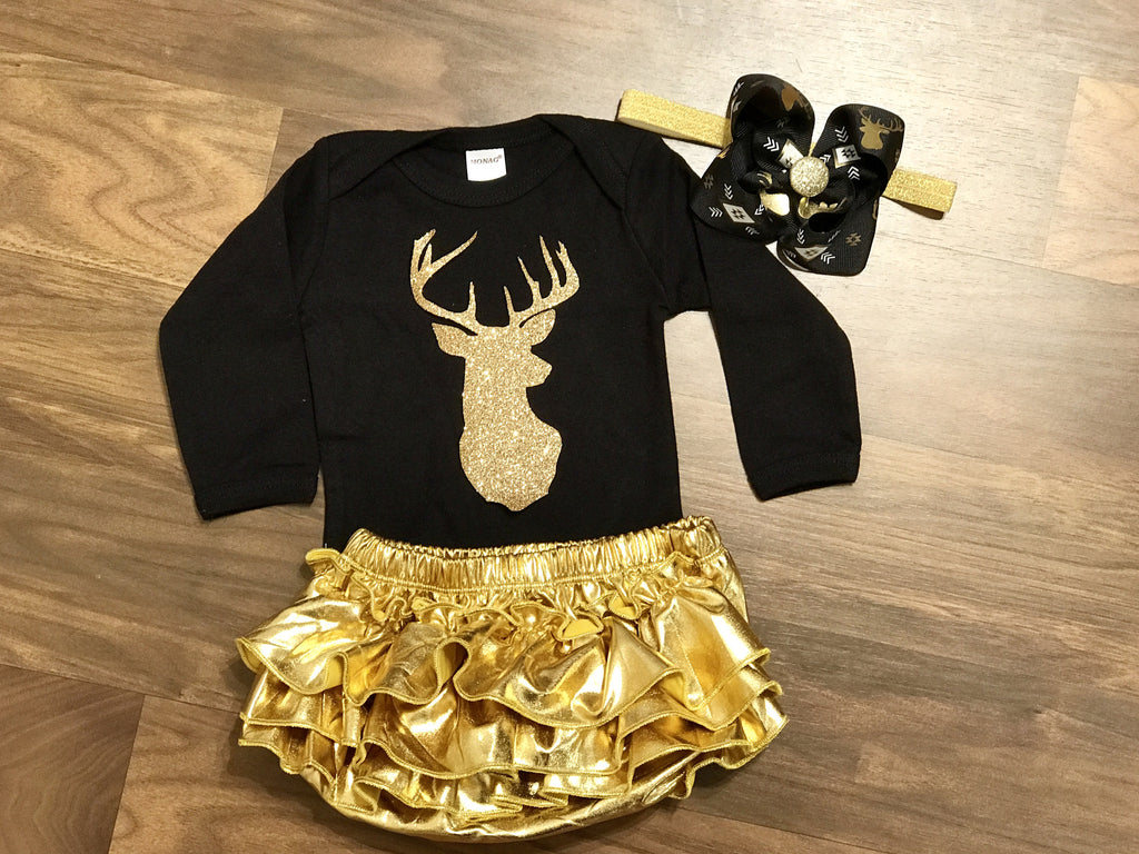 Black and gold Deer outfit - Paisley Bows