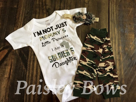 I'm Not Just Mommy's Little Princess I'm A Soldier's Daughter - Paisley Bows