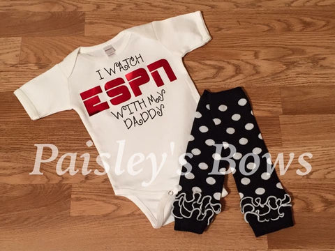 I Watch ESPN With My Daddy - Paisley Bows