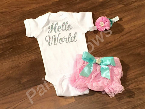 Hello World 3pc Outfit - Paisley Bows