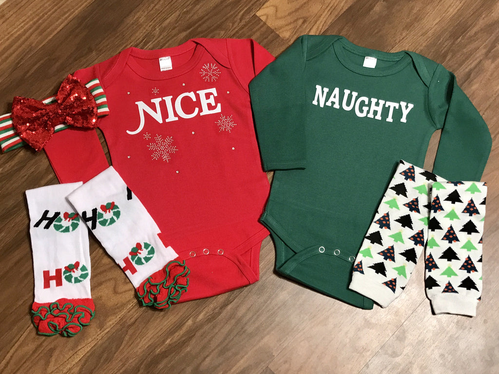Christmas Naughty and Nice Sibling Outfits - Paisley Bows