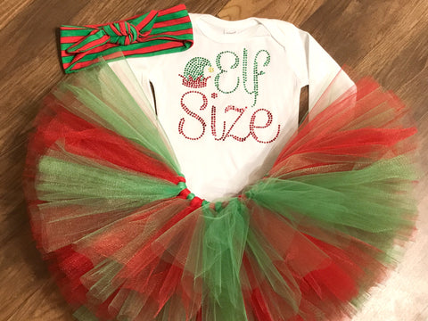 Christmas Elf size tutu outfit - Paisley Bows