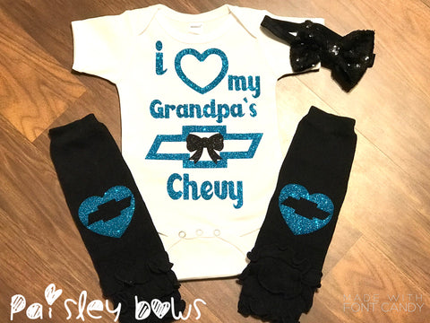 I Love My grandpa's Chevy - Paisley Bows