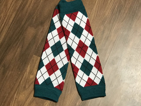 Red,White and Green Leg Warmers - Paisley Bows