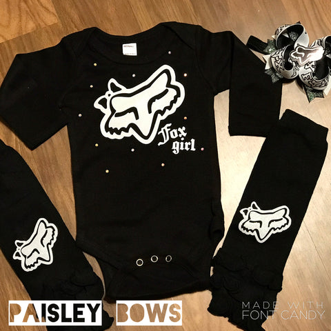 Fox girl black and white - Paisley Bows