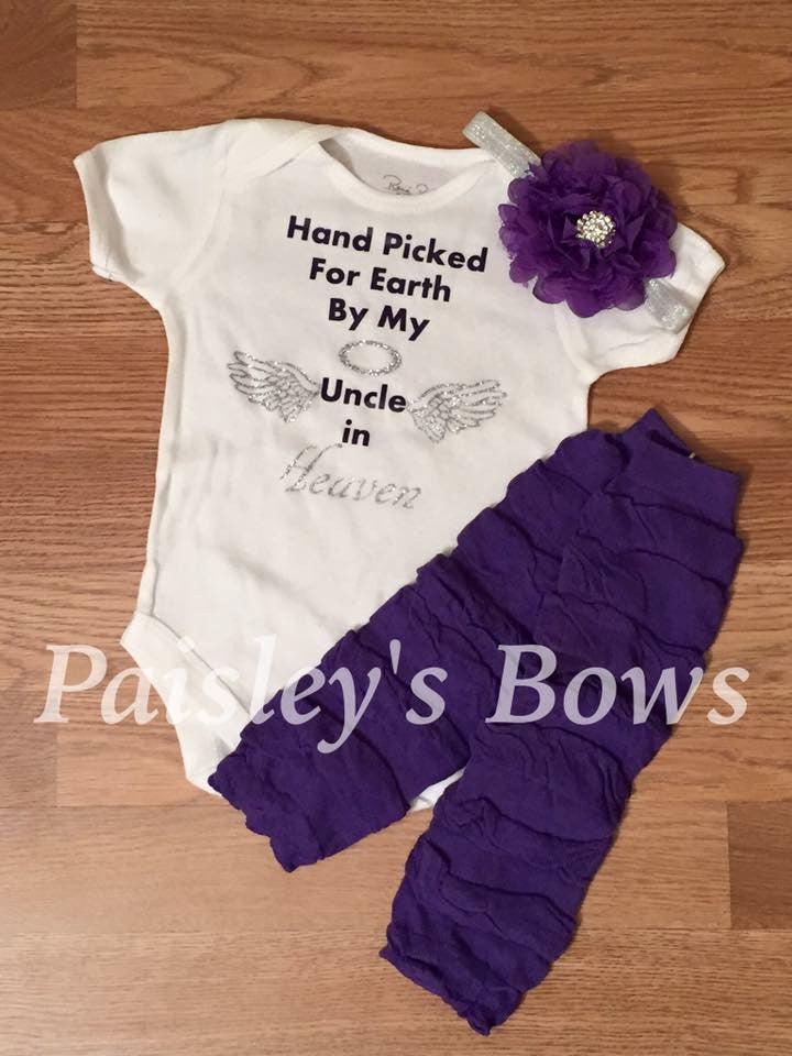 Hand Picked For Earth By My Uncle In Heaven - Paisley Bows