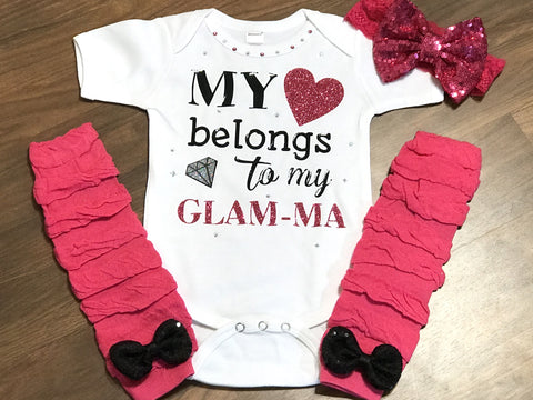 My Heart Belongs to My Glamma - Paisley Bows