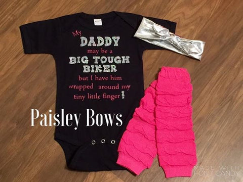 My Daddy Is A Big Tough Biker - Paisley Bows