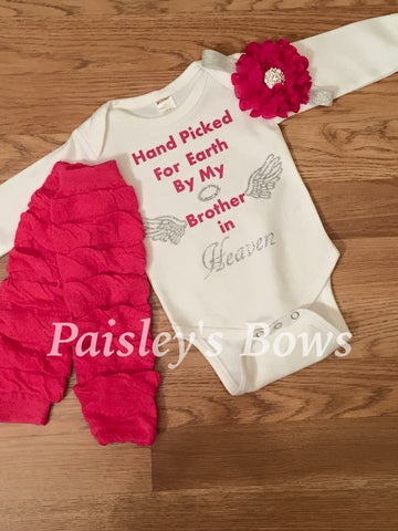 Hand Picked For Earth By My Brother in Heaven - Paisley Bows