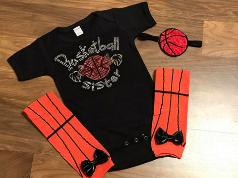Basketball Sister Rhinestone Outfit - Paisley Bows