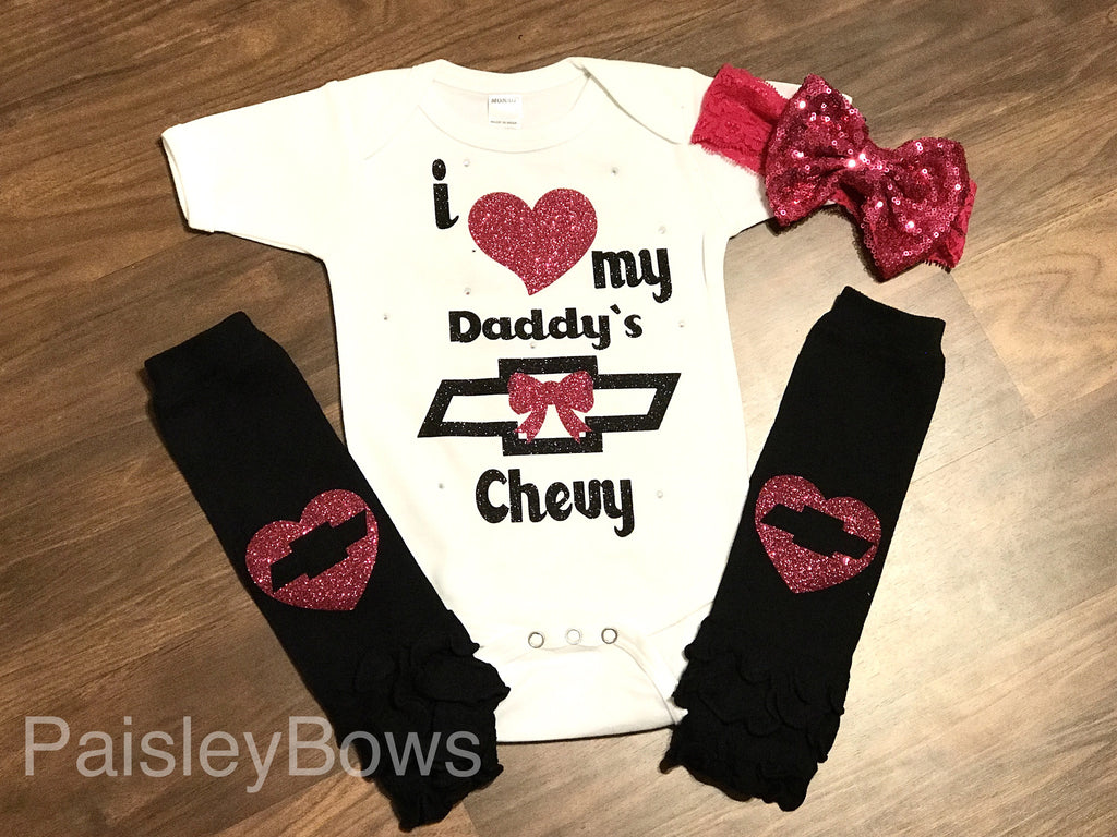 I Love My Daddy's Chevy - Paisley Bows