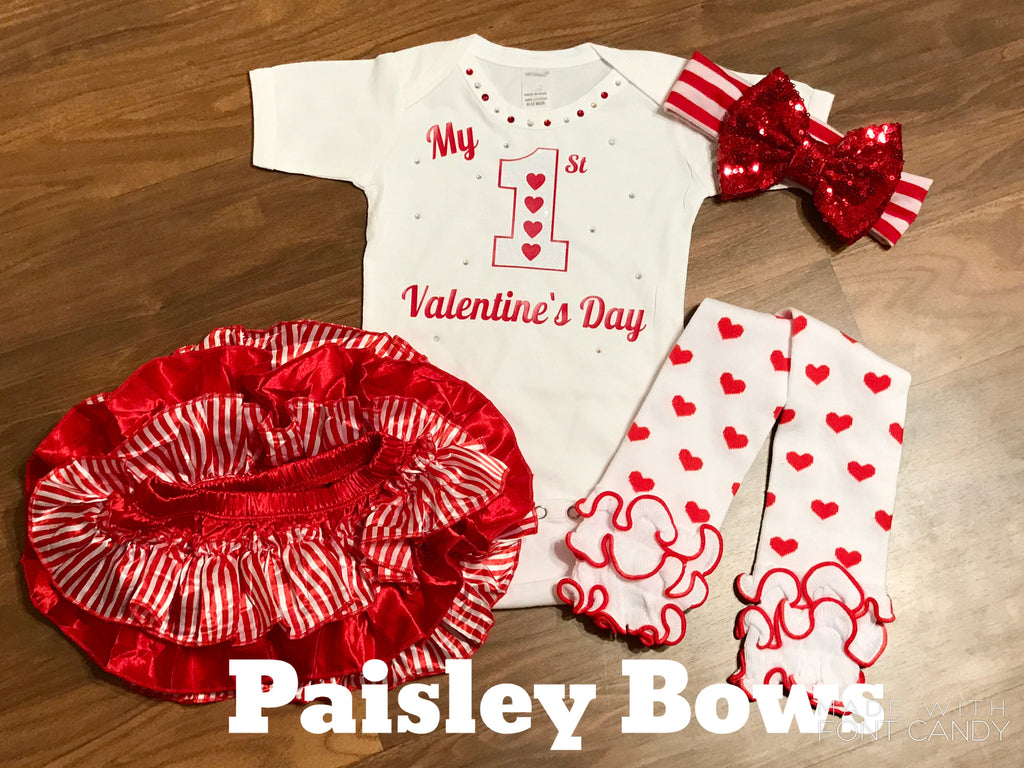 1st Valentine's Day - Paisley Bows