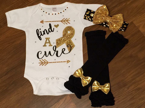 Gold Find A Cure - Paisley Bows