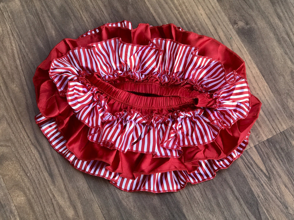 Red And White All The Way Around Ruffle Bloomer - Paisley Bows