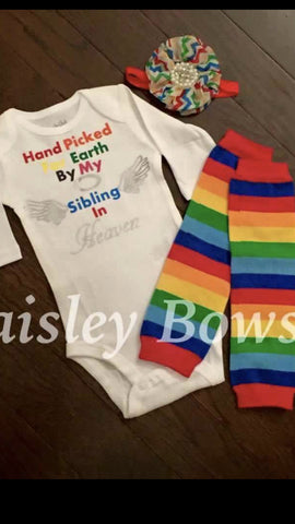 Hand Picked For Earth By My Sibling In Heaven - Paisley Bows