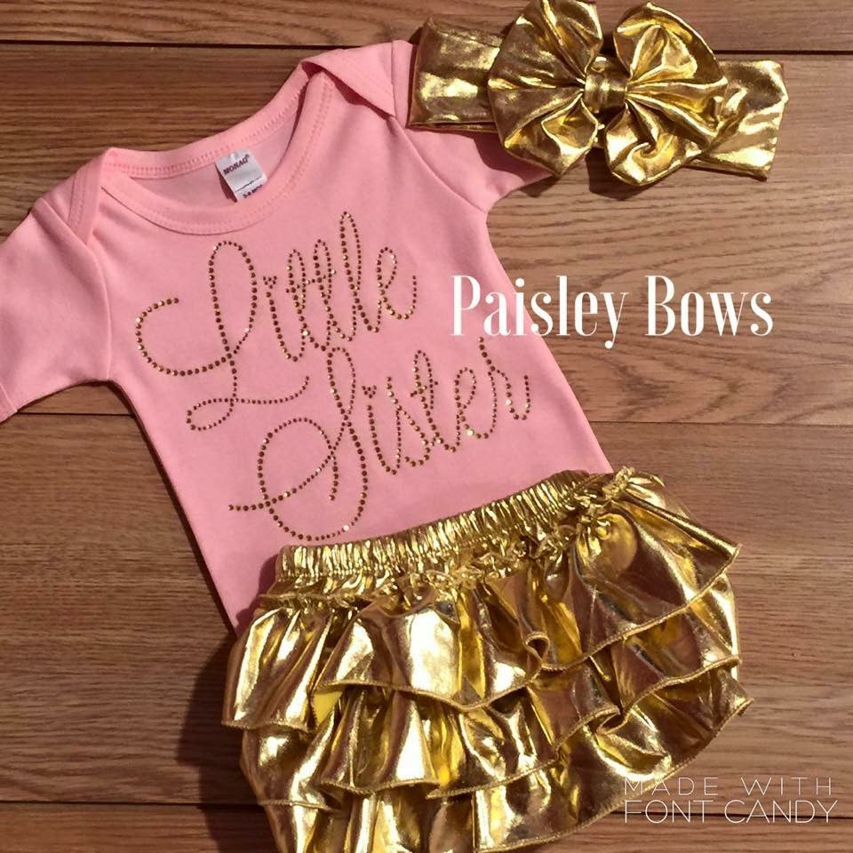 Pink and Gold Little Sister Set - Paisley Bows