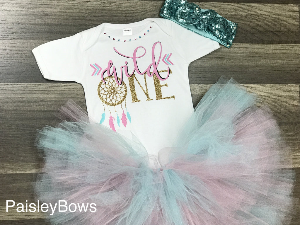 Wild One First Birthday Tutu Outfit - Paisley Bows