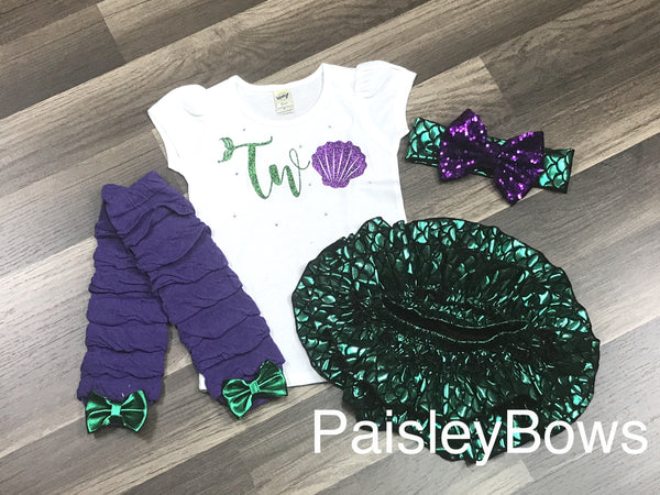 Mermaid 2nd Birthday - Paisley Bows
