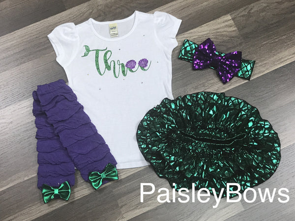 Mermaid 3rd Birthday - Paisley Bows