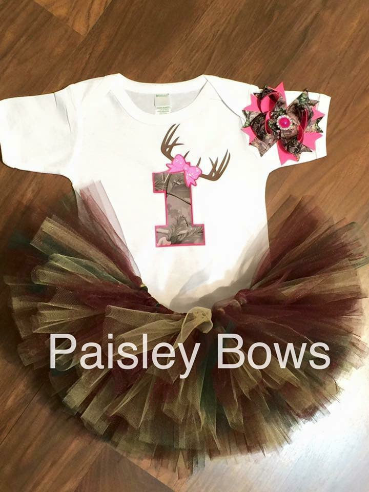 Camo 1st Birthday - Paisley Bows
