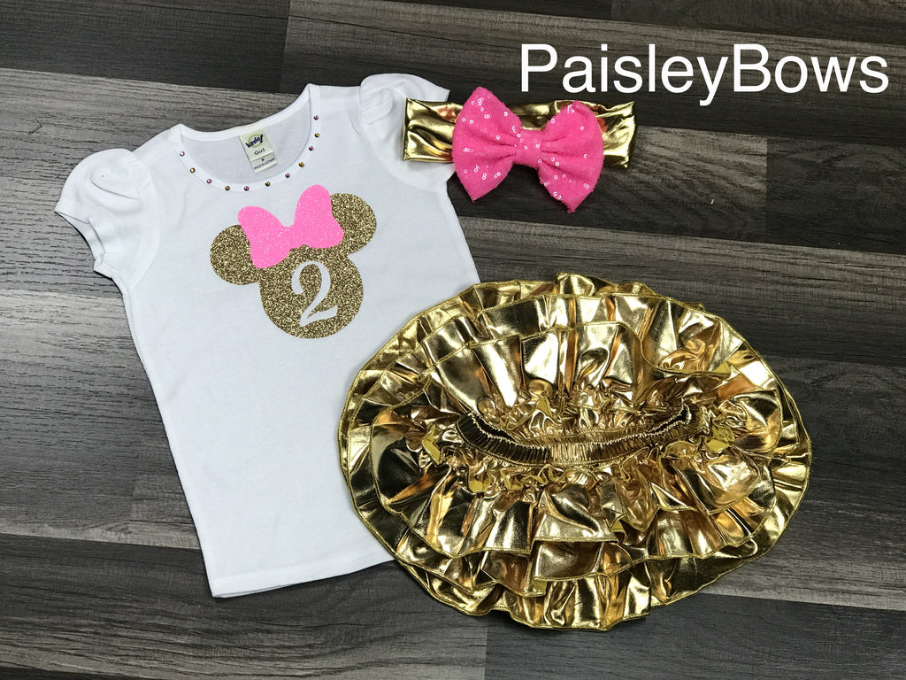 Pink and Gold Minnie Mouse 2nd Birthday - Paisley Bows